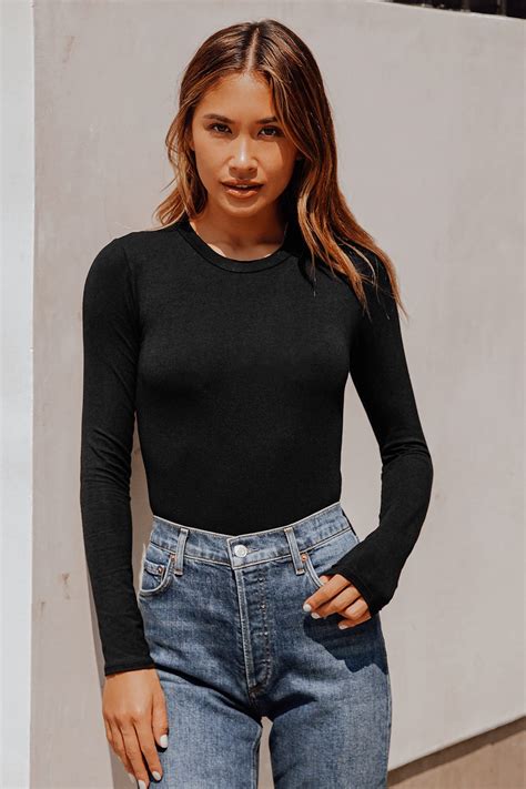 black bodysuit with jeans